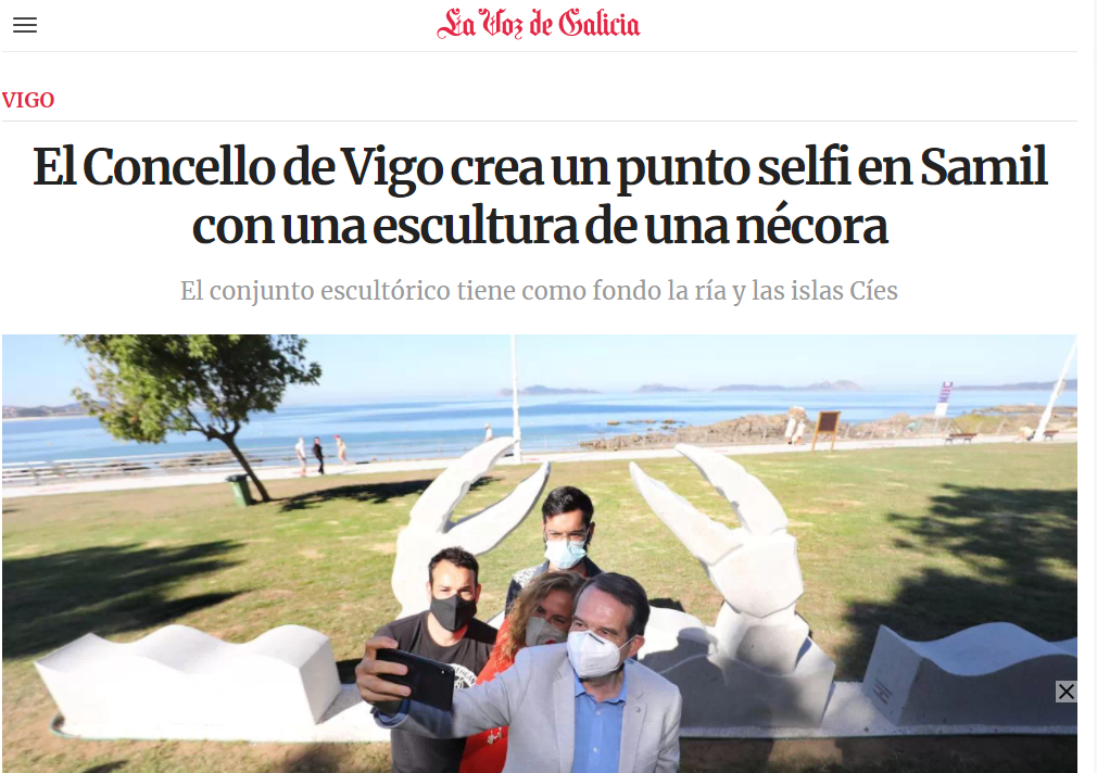 Noticia de La Voz de Galicia sobre la Escultura Cíes/Vigo.