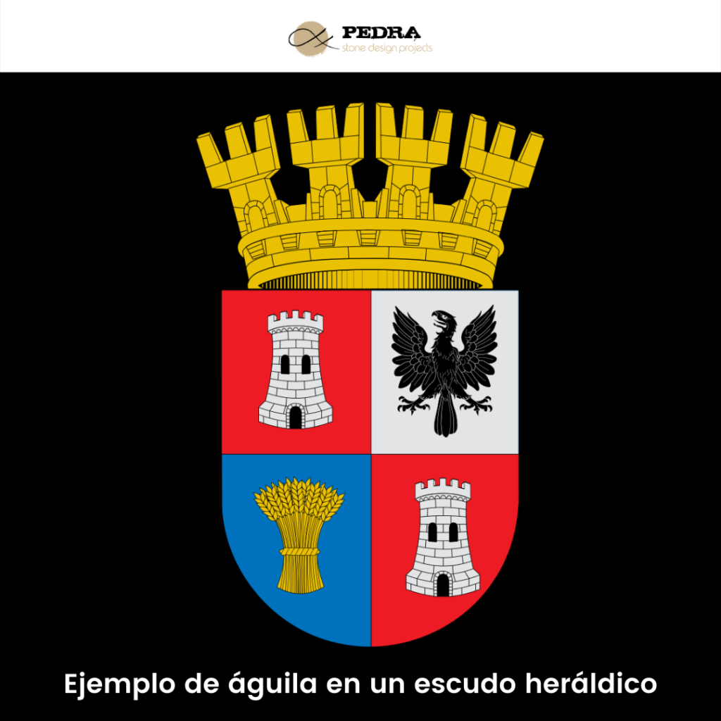 Ejemplo de un águila en un escudo heráldico.